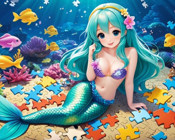 Vibrant Underwater Scene with Mermaid and Coral Reefs