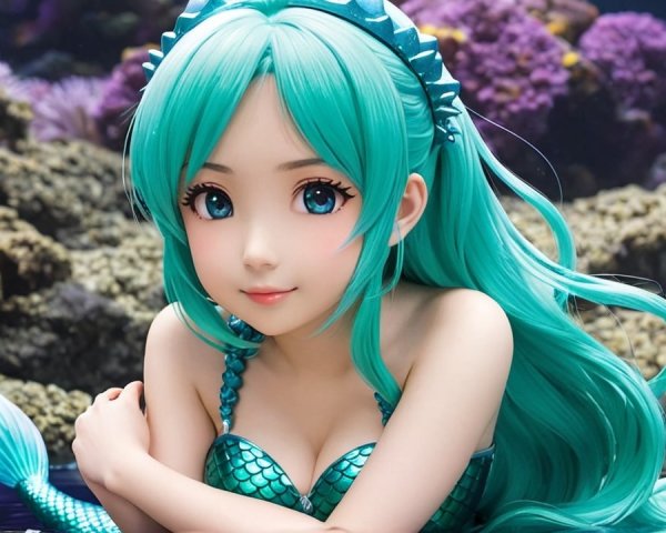 Vibrant Mermaid in Enchanting Underwater Scene