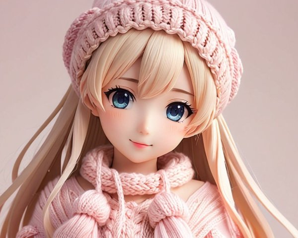 Young girl figure with blonde hair and pink sweater
