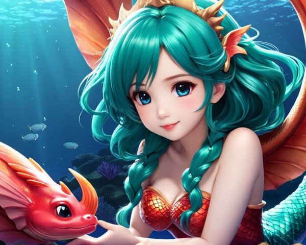 Vibrant Underwater Scene with Mermaid and Coral Life