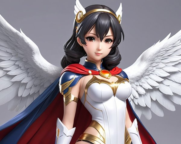 Heroic Female Figure with Feathered Wings and Cape