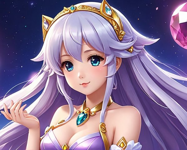 Anime Character with Silver Hair and Elegant Outfit