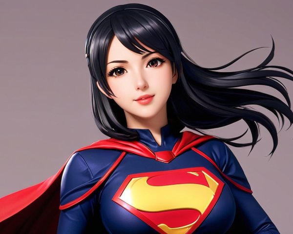 Stylized superhero character in vibrant blue costume