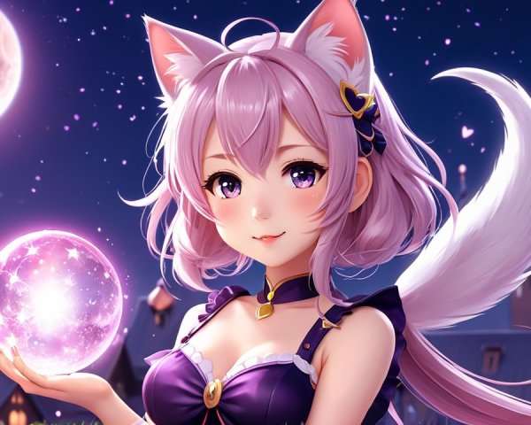 Whimsical Character in Magical Night Scene