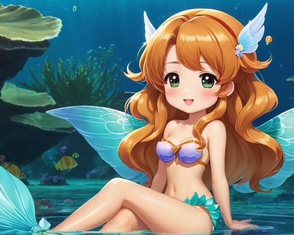 Animated mermaid in vibrant underwater scene