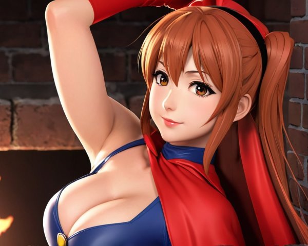 Female character with orange hair in superhero attire