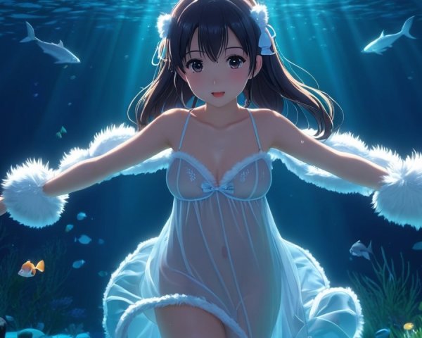 Whimsical Underwater Scene with Enchanting Character