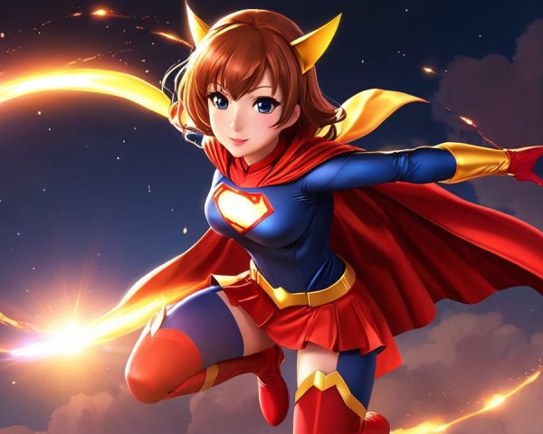 Vibrant Illustration of a Female Superhero in Action