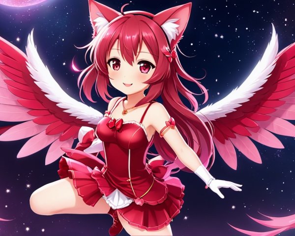 Anime Character with Red Hair and White Wings