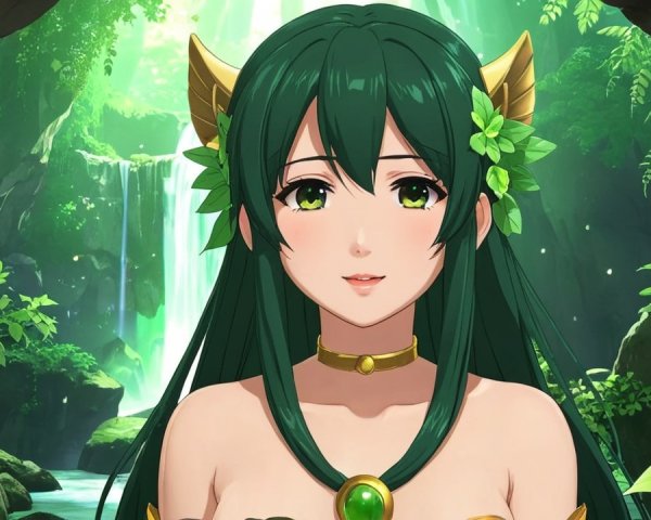 Serene Animated Character in Lush Forest Setting
