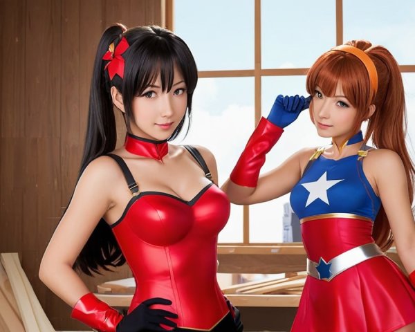 Women in Colorful Costumes in Under-Construction Room