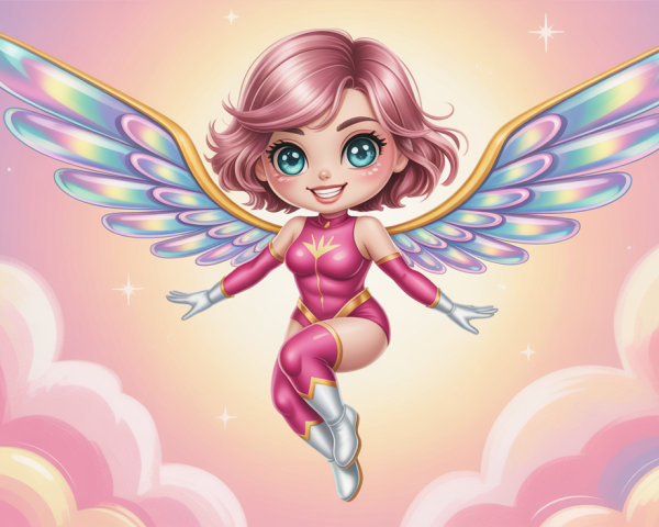 Colorful Digital Painting of a Chibi Fairy with Wings