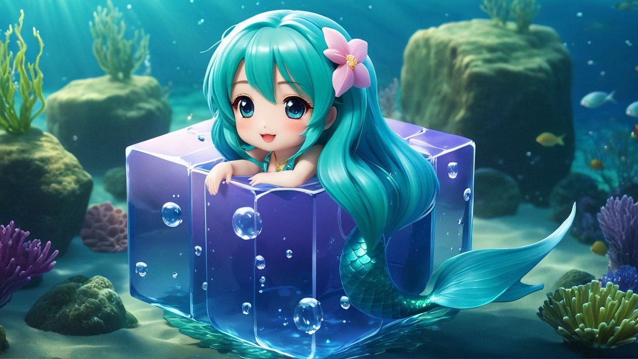 Charming Mermaid in a Vibrant Underwater Scene