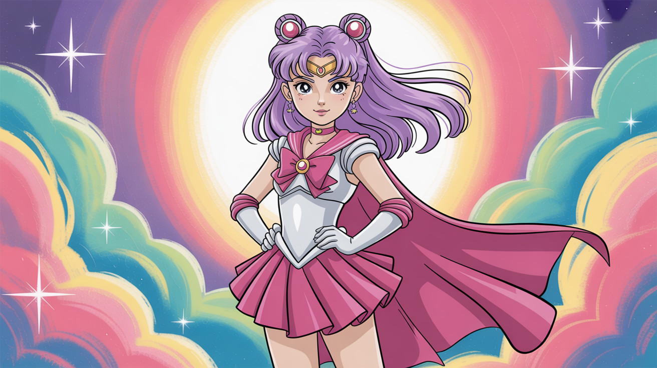 Anime Girl in Sailor Moon Costume in Magical Landscape
