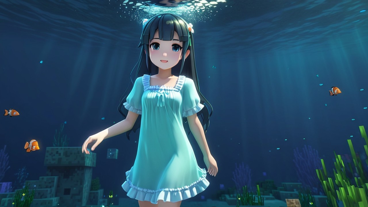 Underwater Scene with Cheerful Animated Character