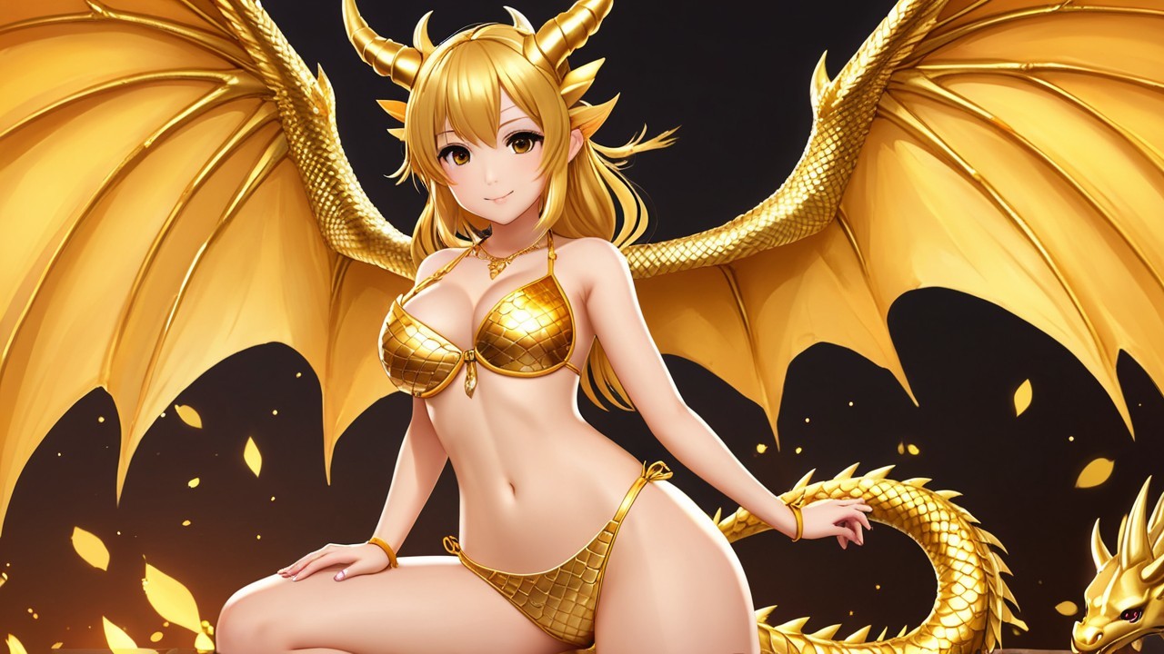 Fantastical Character with Dragon Wings and Horns