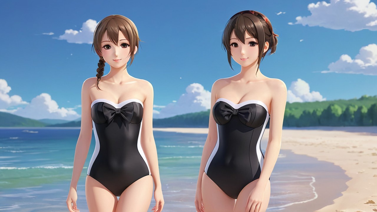 Stylized Female Characters on a Sunny Beach Scene