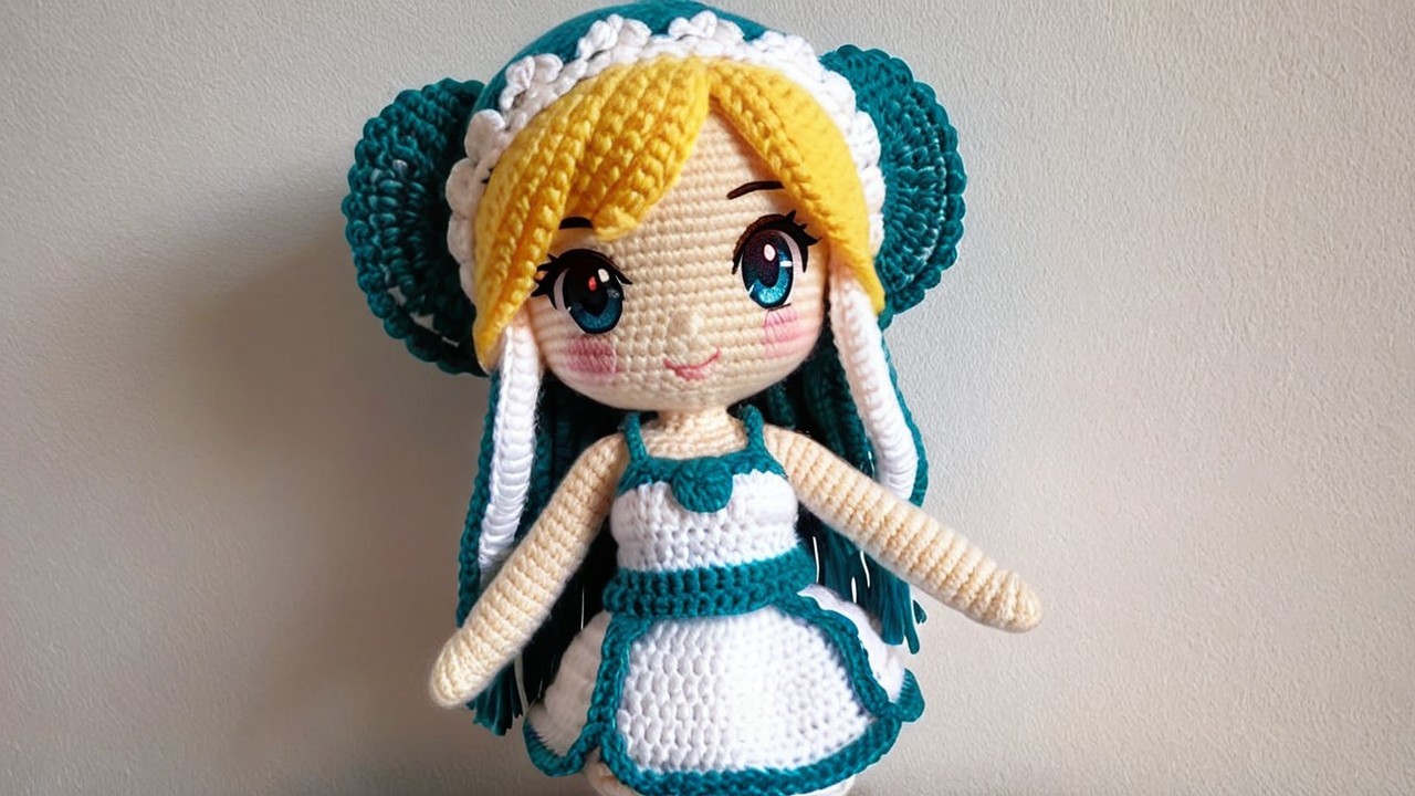 Handcrafted Crochet Doll with Vibrant Features