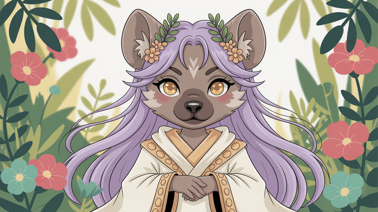 Anthro Hyena Illustration in Jungle Setting