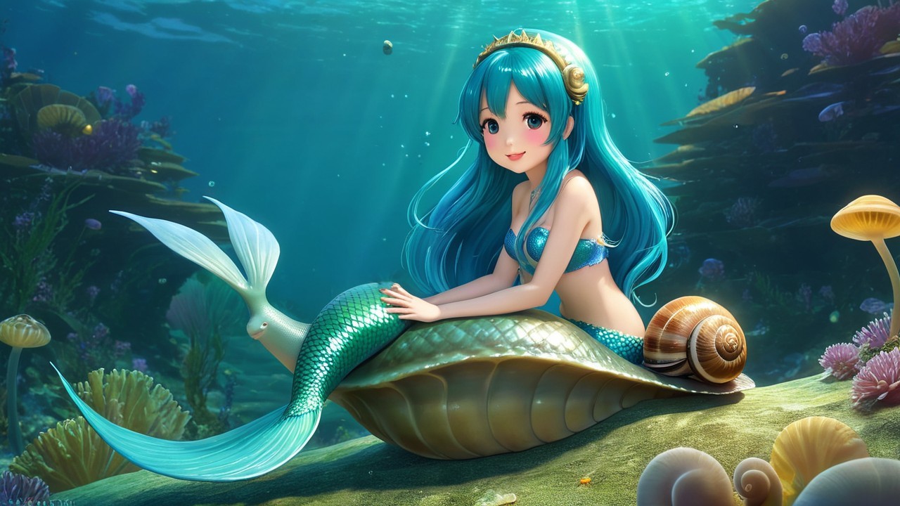 Vibrant Underwater Scene with a Charming Mermaid