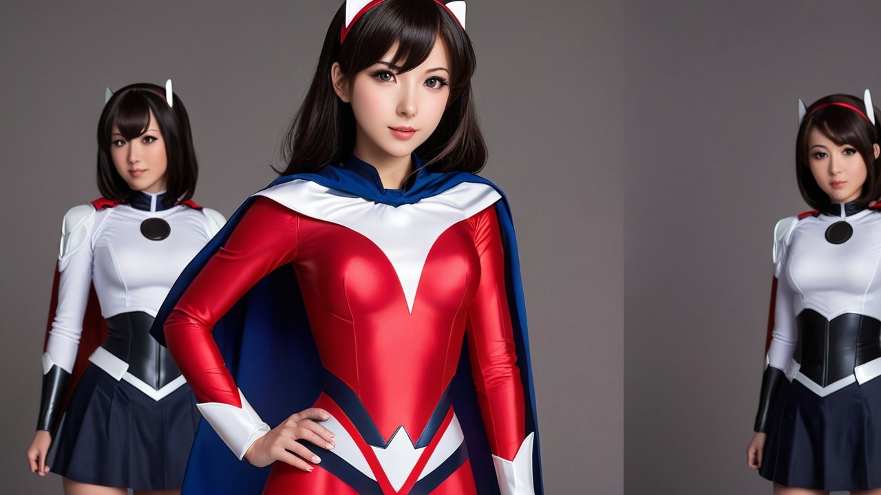 Two Women in Vibrant Superhero Costumes and Poses