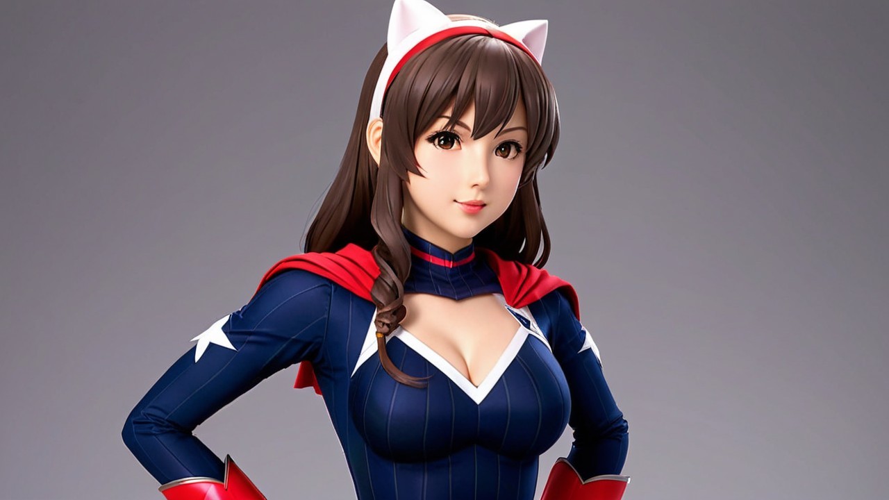 Stylized Female Superhero Character in Costume