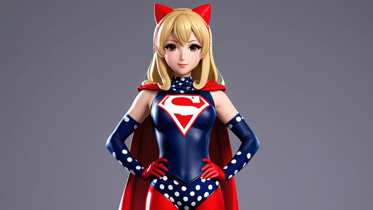 Vibrant Superhero Figure in Blue and Red Costume