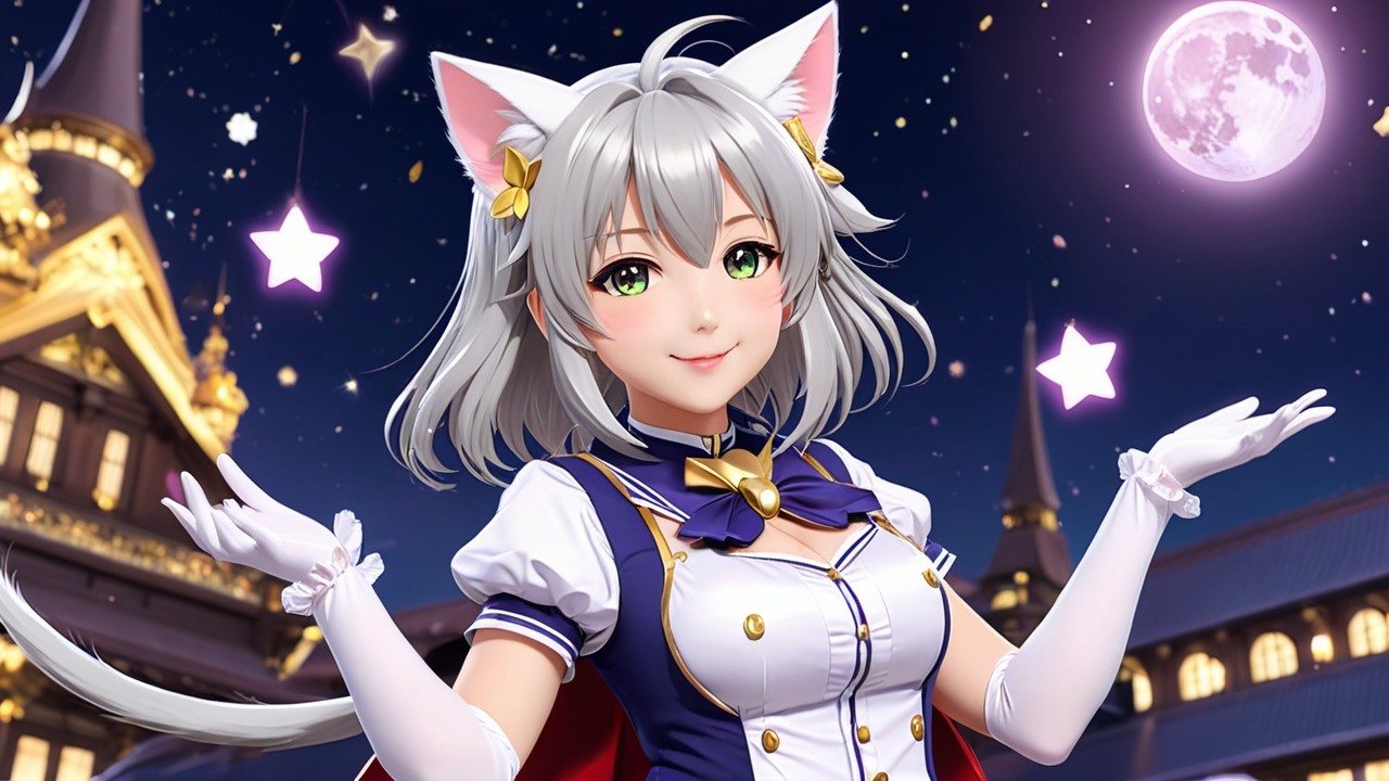 Charming Character with Cat-Like Features and Outfit