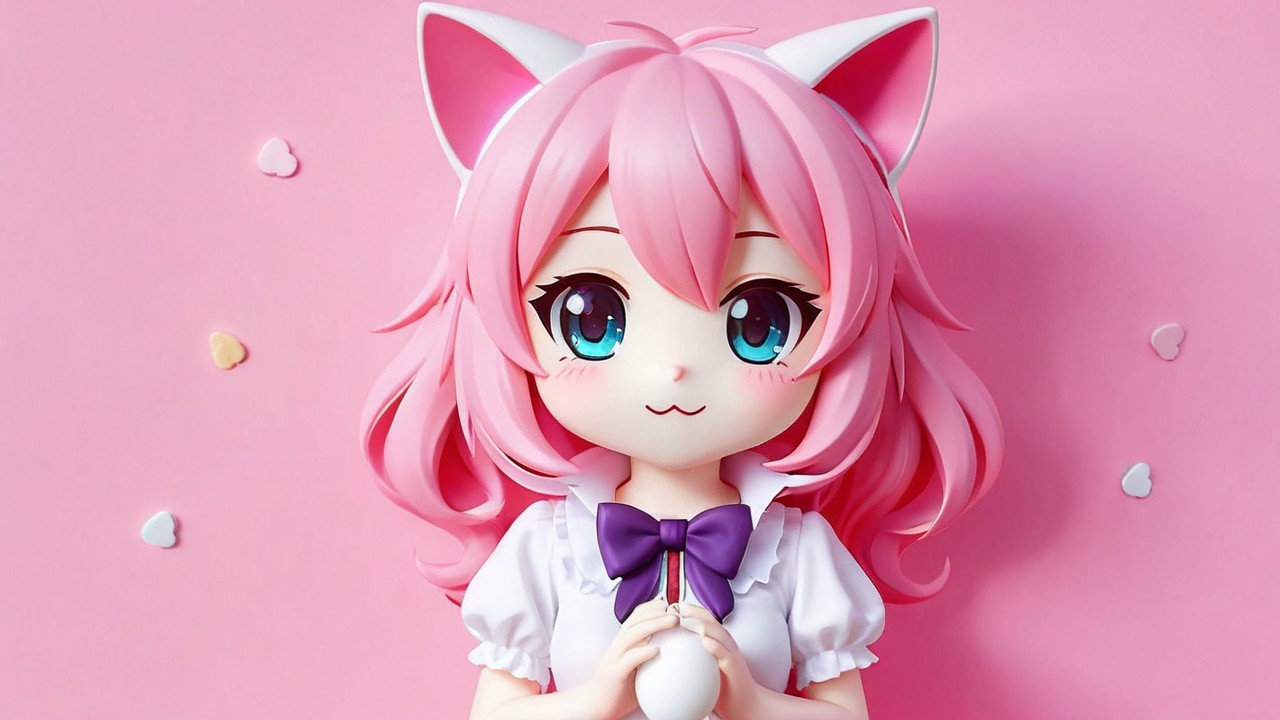 Anime Character with Blue Eyes and Pink Hair