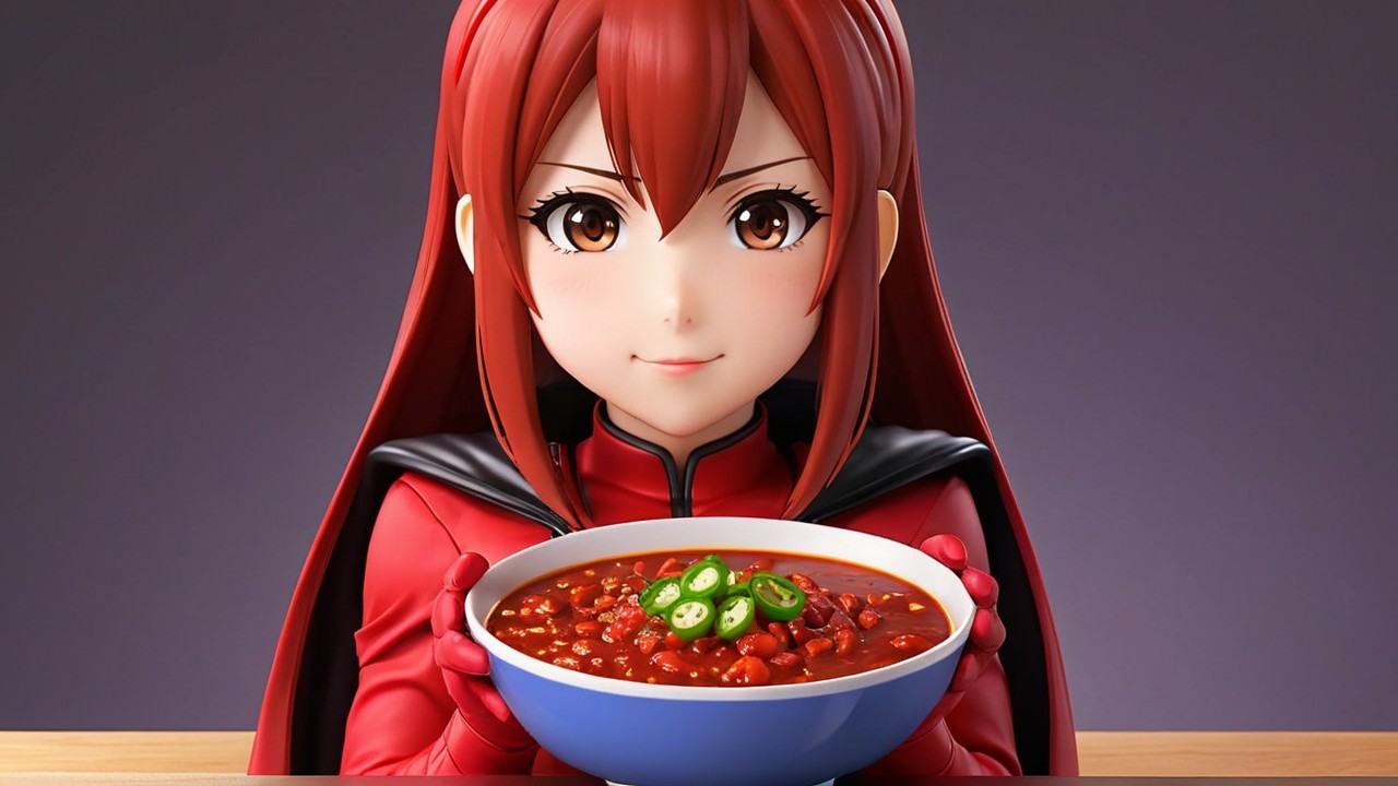 Vibrant Character with Chili in a Stylish Setting