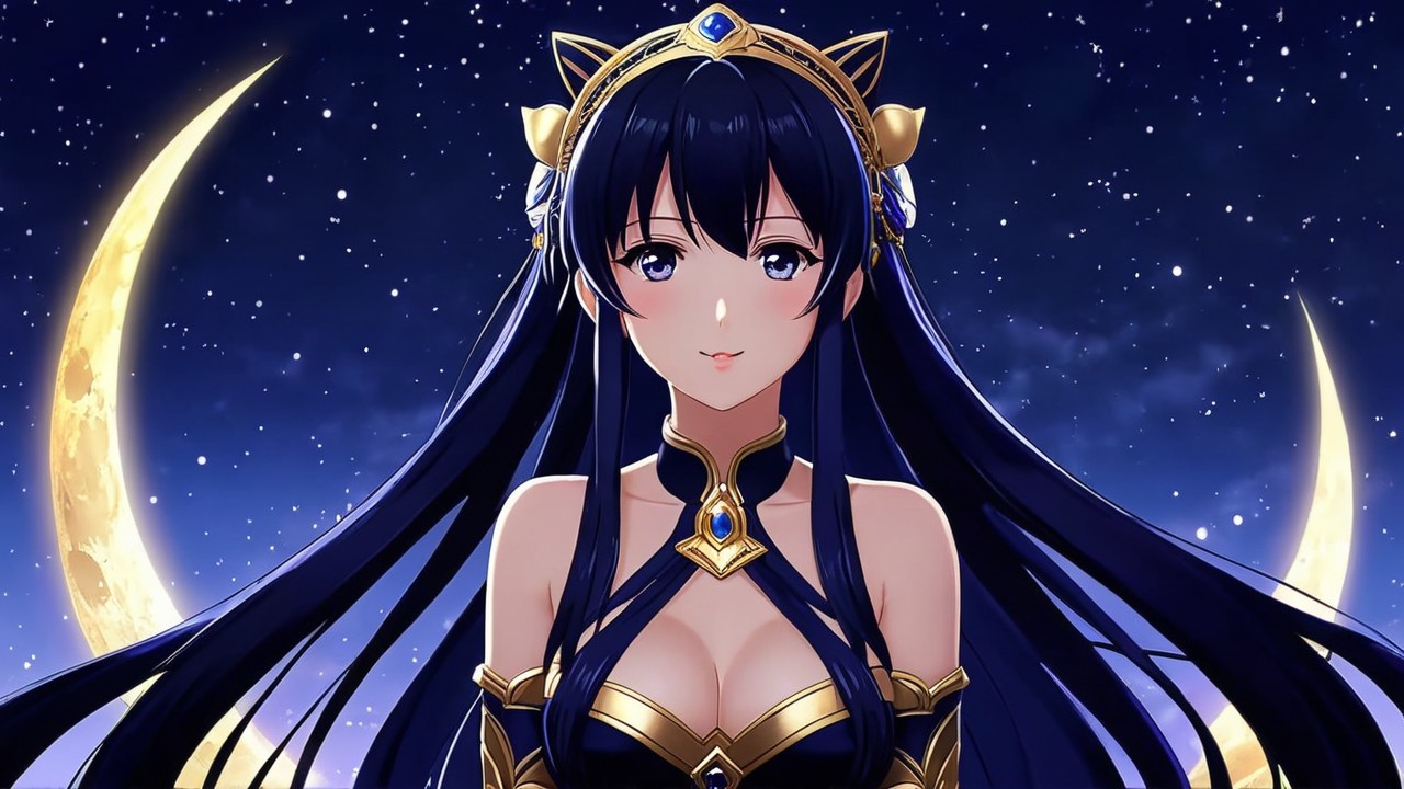 Anime Character with Dark Hair and Regal Outfit