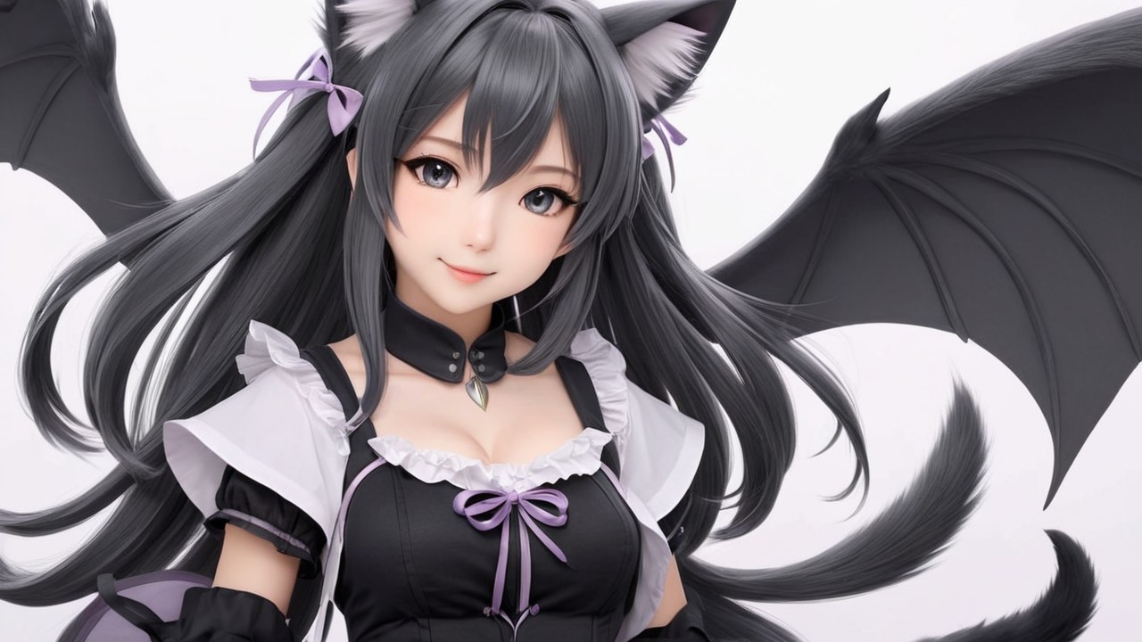 Character Description: Winged Figure in Black Dress