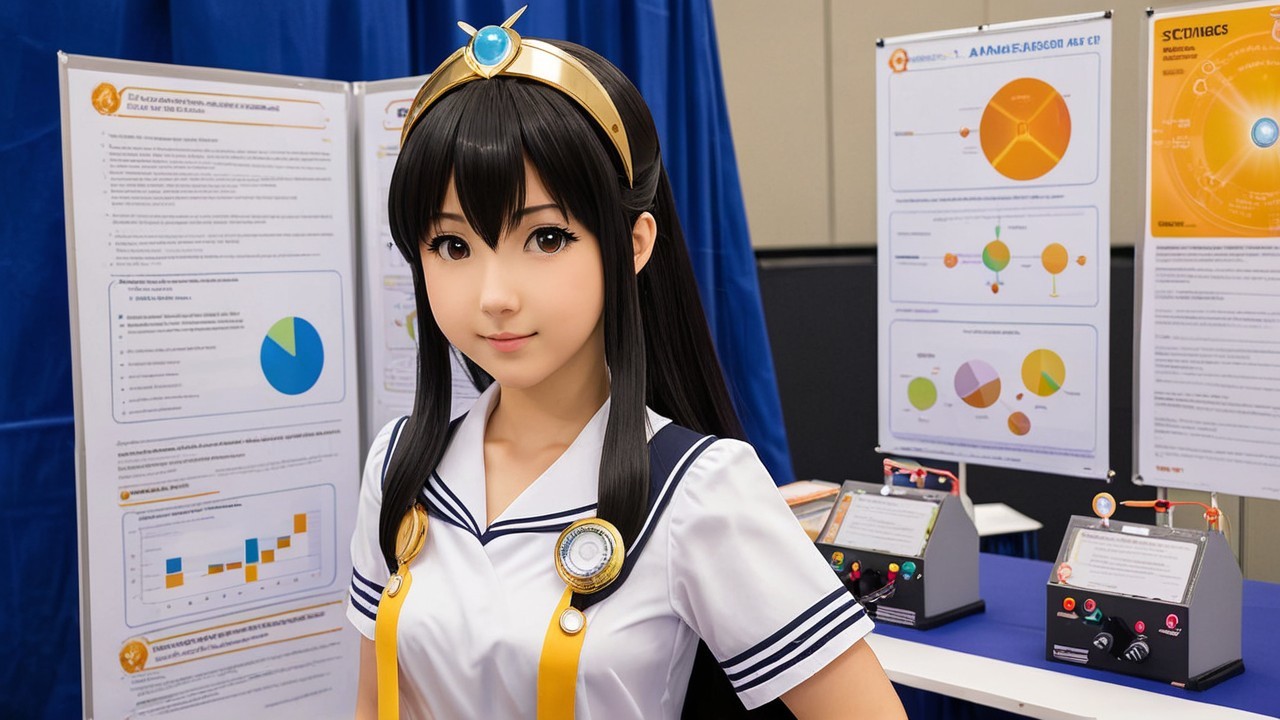 Young Woman in School Uniform Amidst Learning Environment
