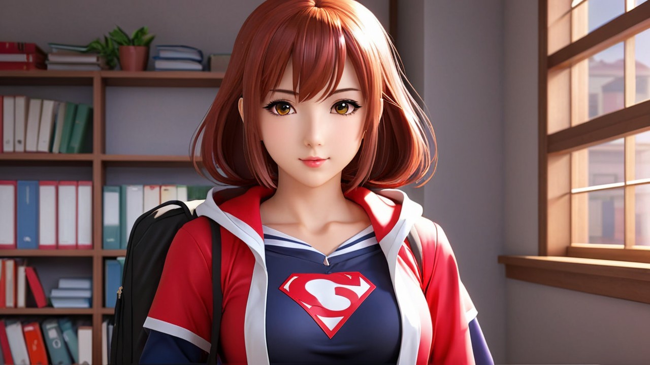 Stylish Character in Bright Room with Colorful Books