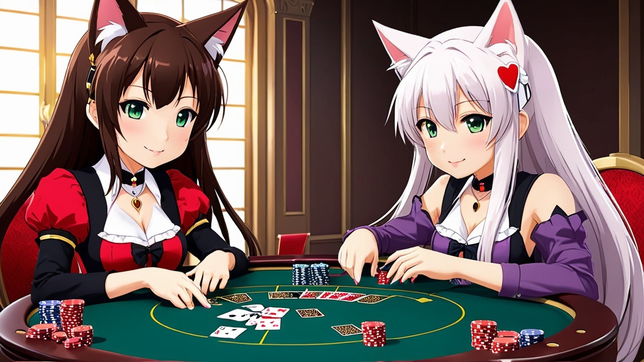 Anime Characters with Cat Ears at Poker Table