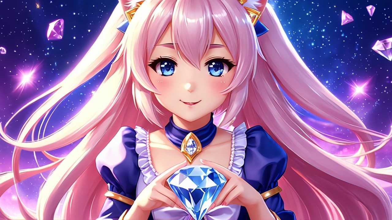 Charming Anime Girl with Pink Hair and Diamond