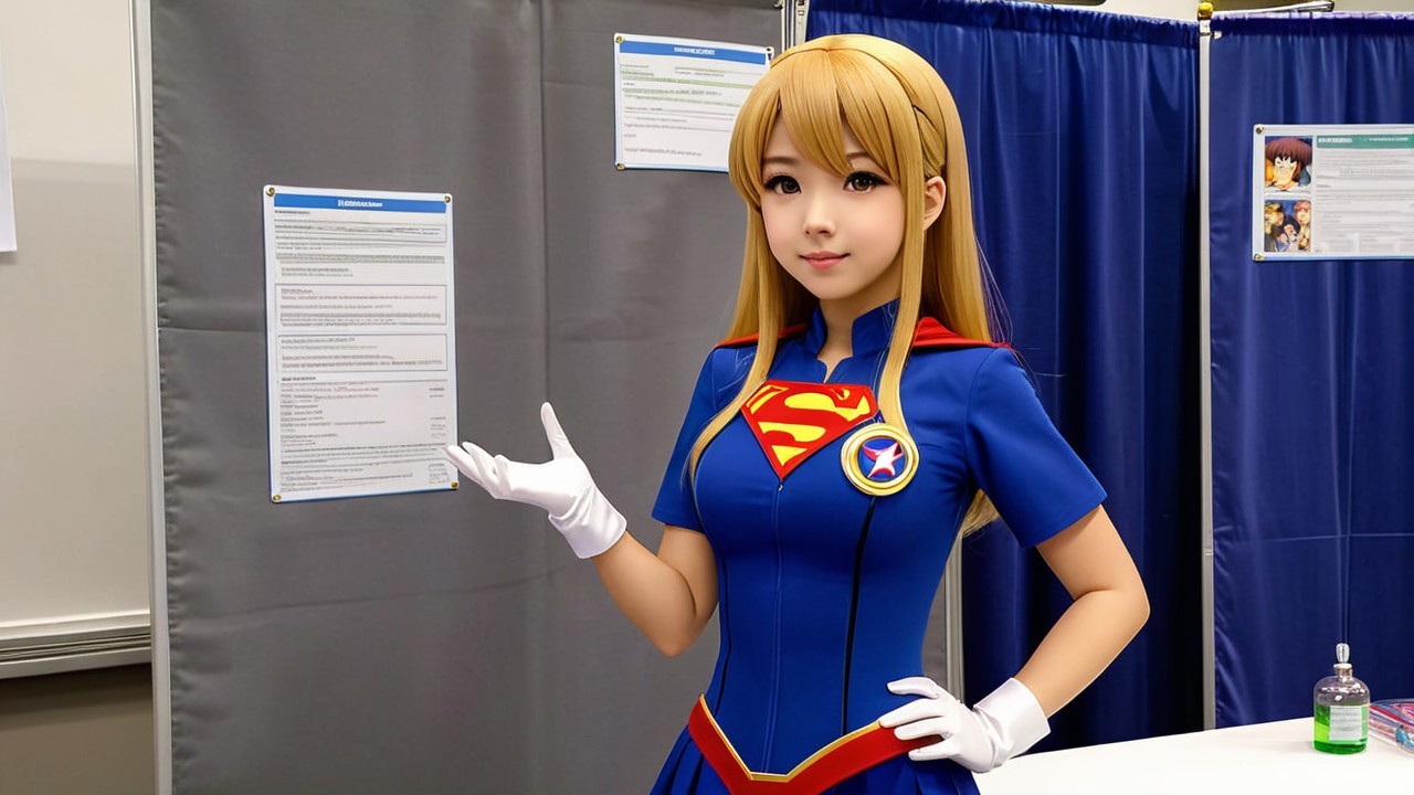 Young Woman in Superhero Costume at Convention