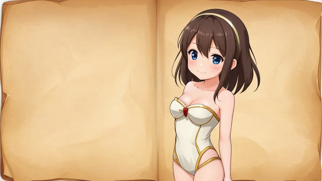 Anime Character in Stylish Swimsuit with Book