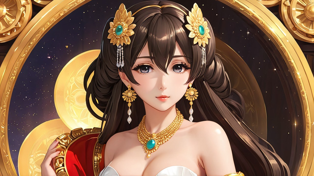 Styled Woman with Dark Hair and Elegant Accessories