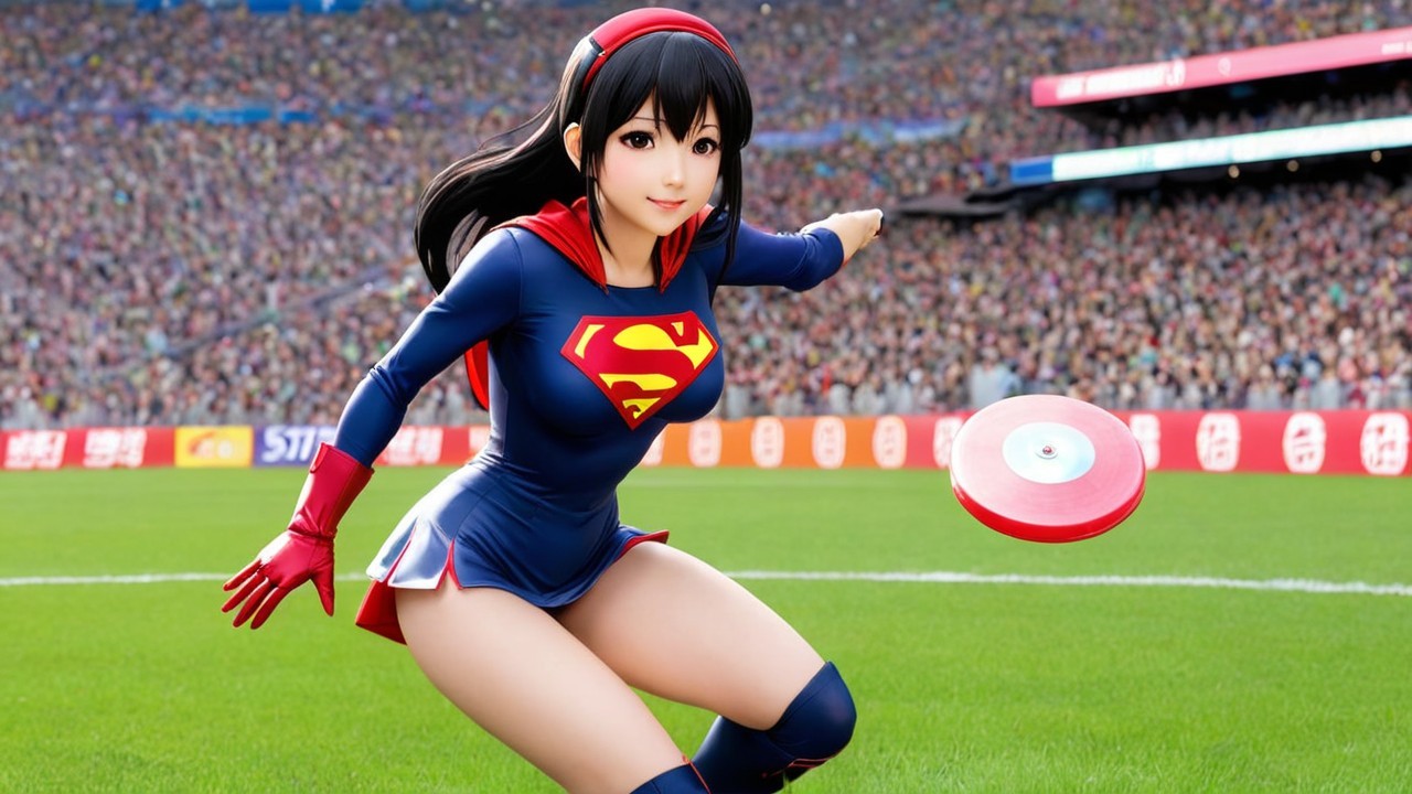 Animated Superhero Character in Action on Field