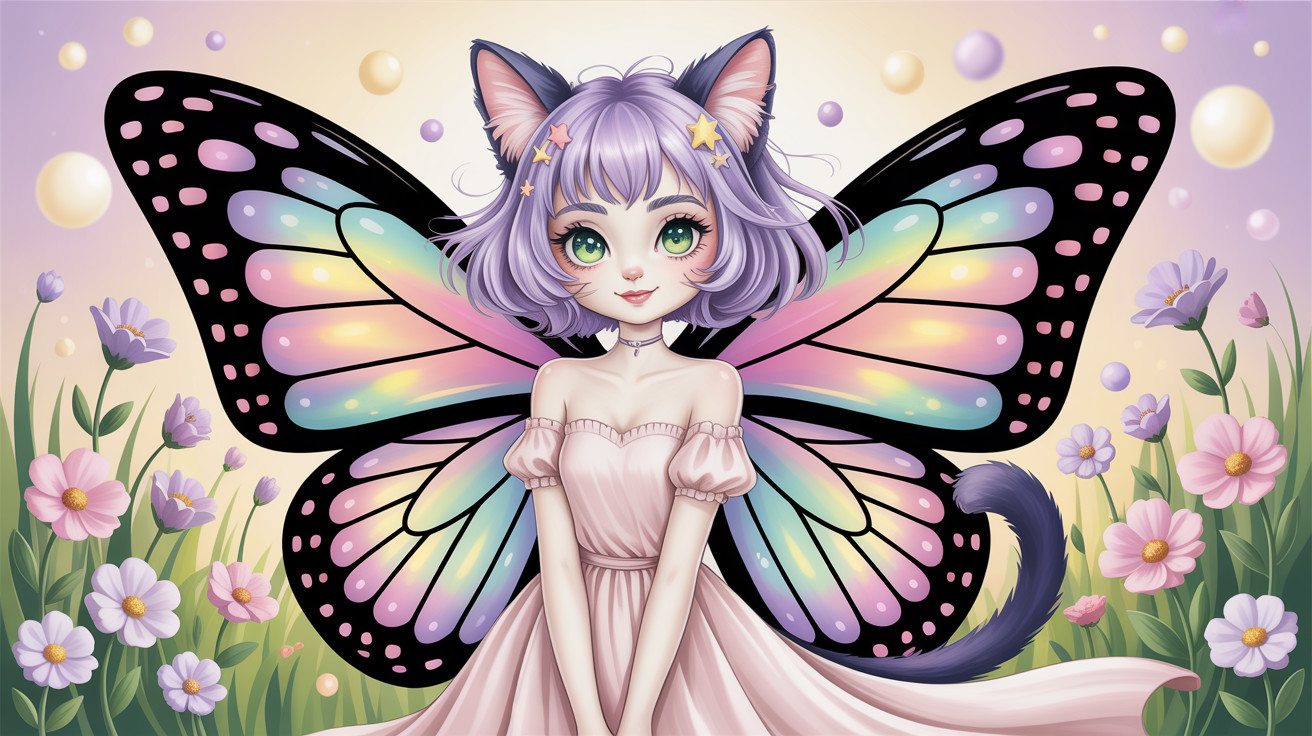 Vibrant digital painting of an anime girl with wings