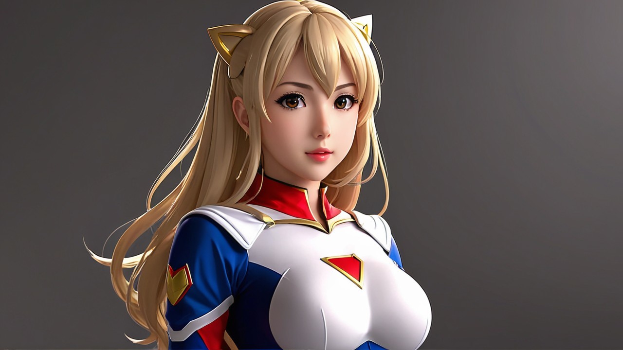 Stylized female character with cat-ear accessories