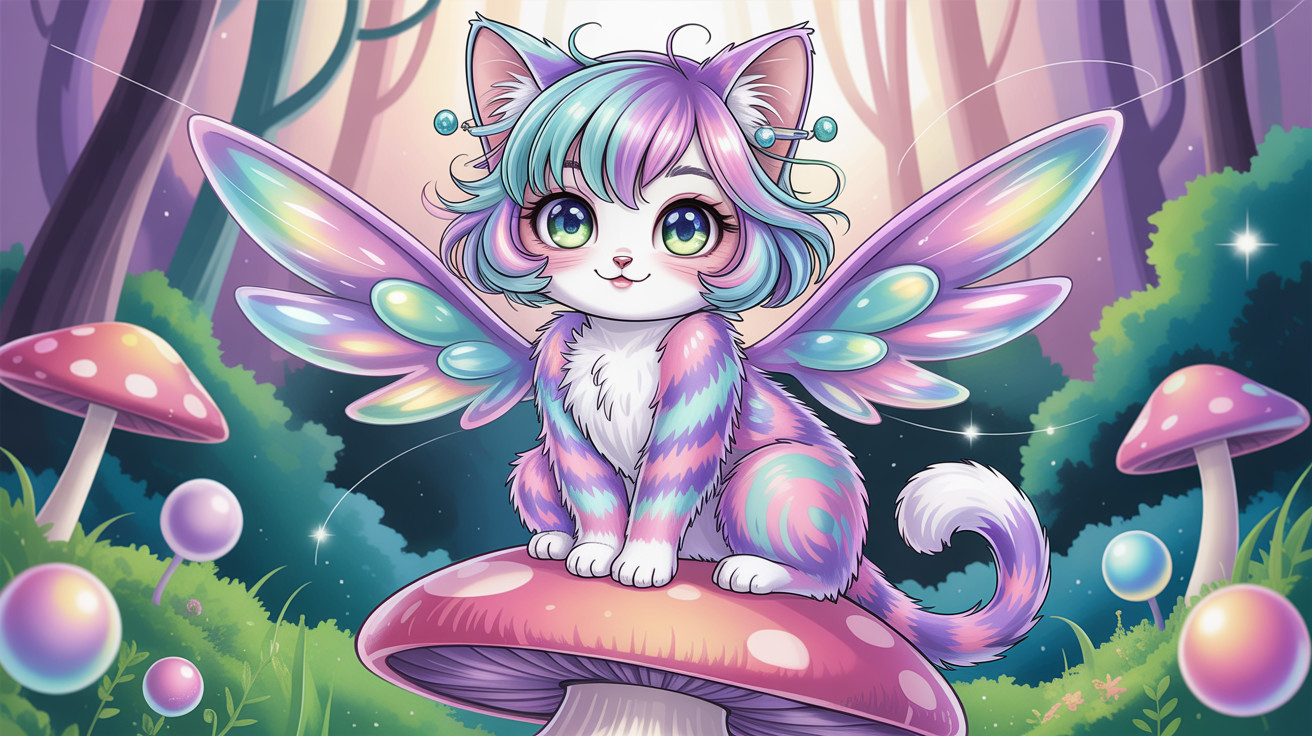 Ultra-detailed digital painting of a kitten with wings