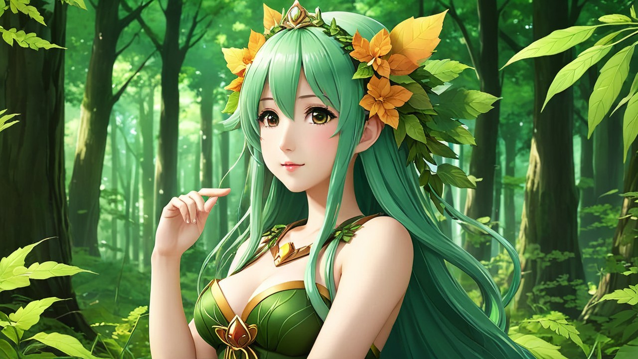 Fantasy Character in Lush Green Forest Setting