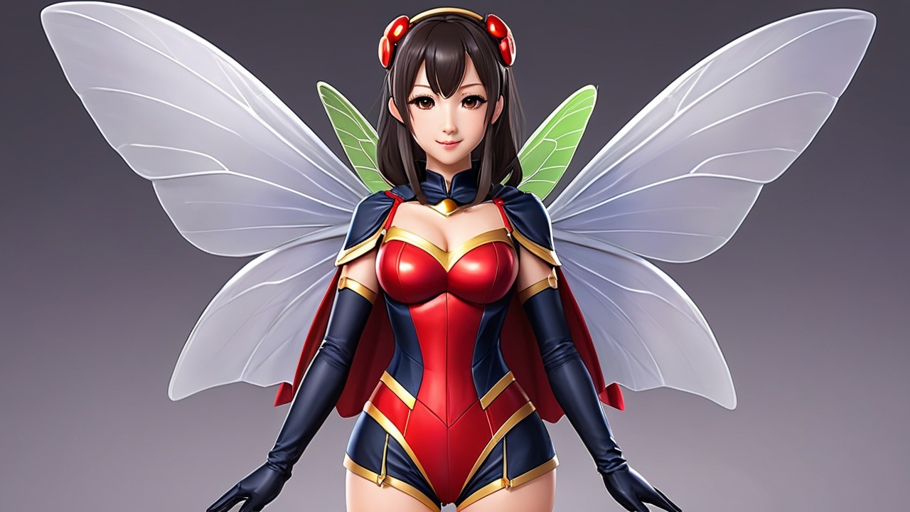 Fantasy Character with Colorful Costume and Wings