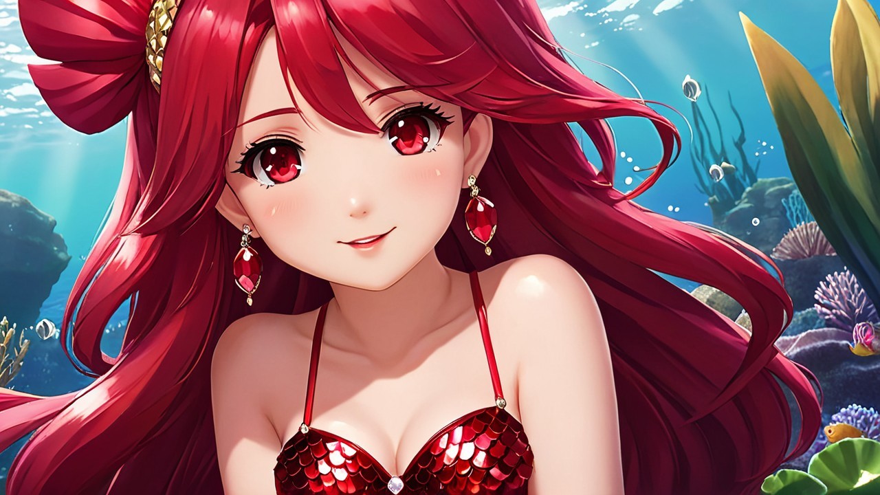 Vibrant Underwater Scene with Cheerful Young Woman