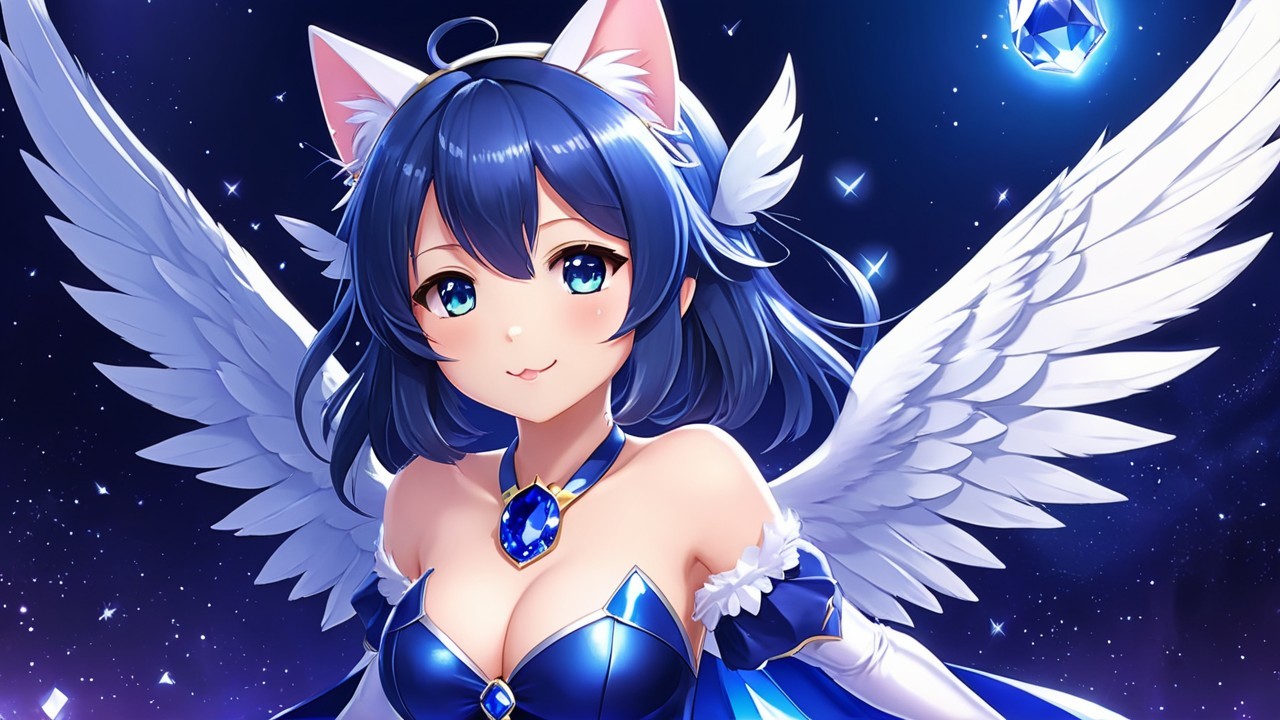 Enchanting Character with Blue Hair and Wings