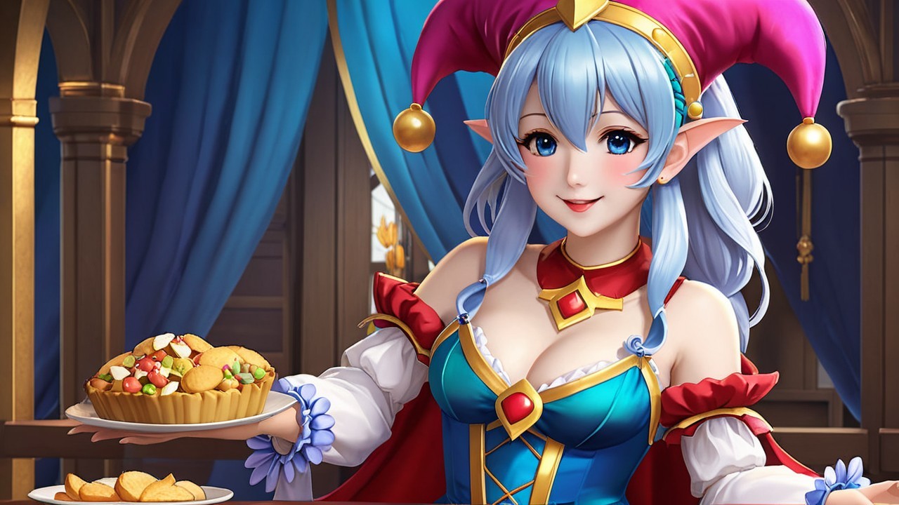 Cheerful Animated Character in Medieval Colorful Setting