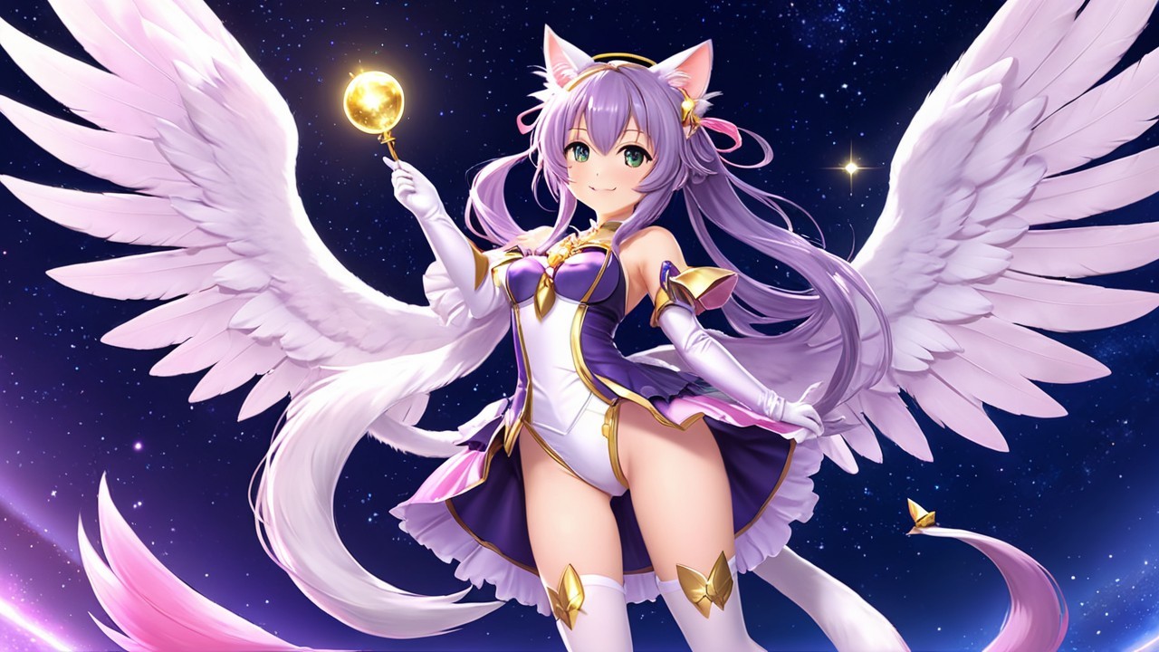 Fantastical character with wings and magical staff