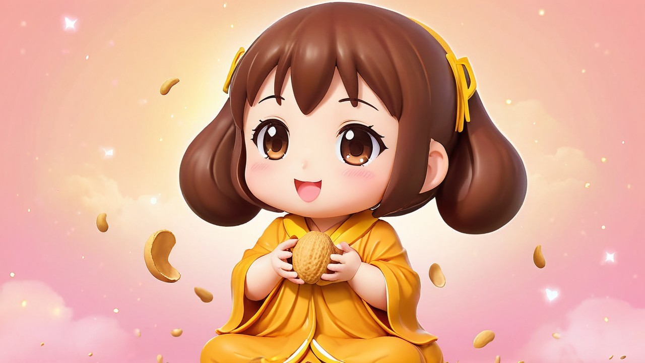 Whimsical Peanut Goddess in Anime Style